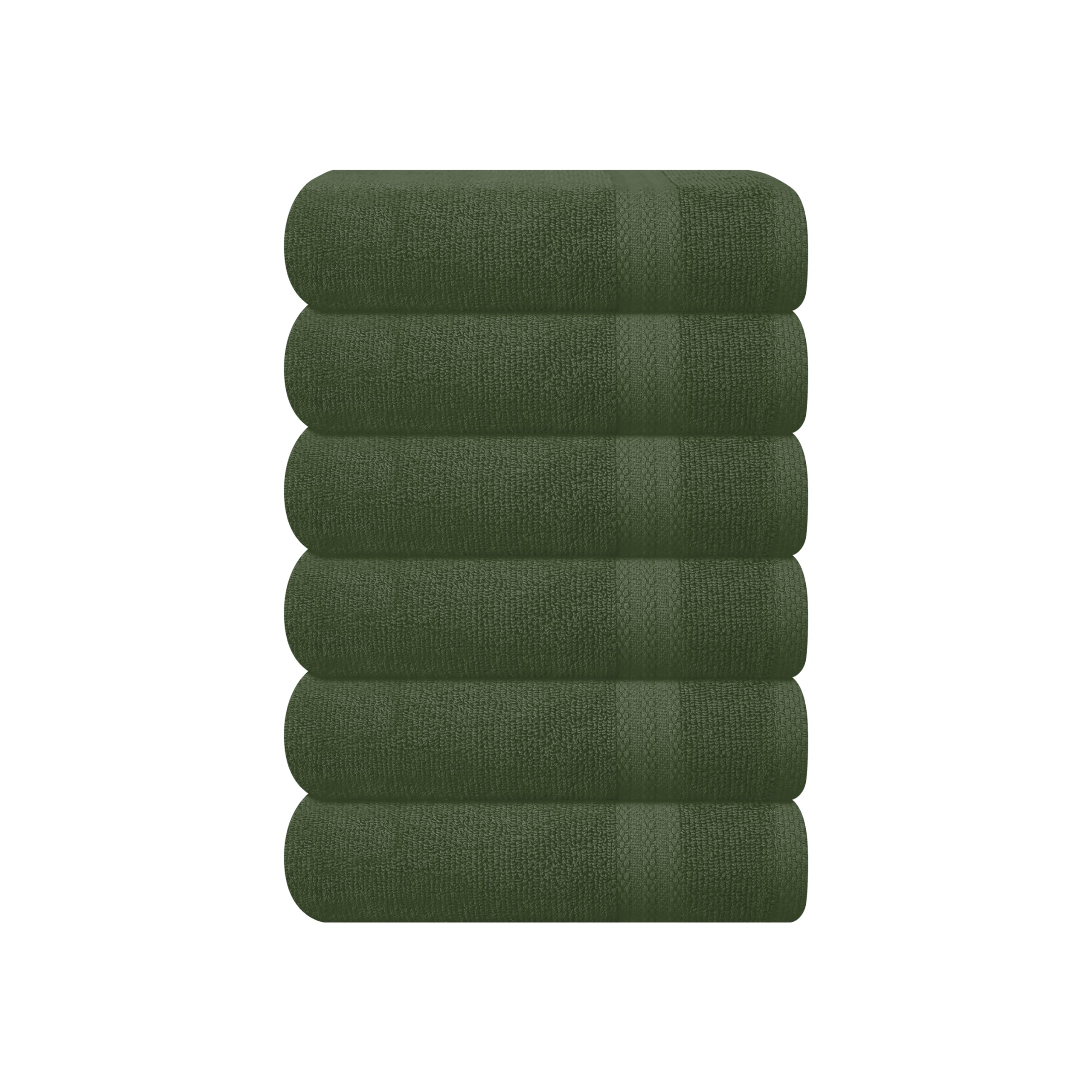 GLAMBURG Ultra Soft 6-Piece Hand Towel Set 16x28-100% Ringspun Cotton - Durable &amp; Highly Absorbent Hand Towels - Ideal for use in Bathroom, Kitchen, Gym, Spa &amp; General Cleaning - Olive Green