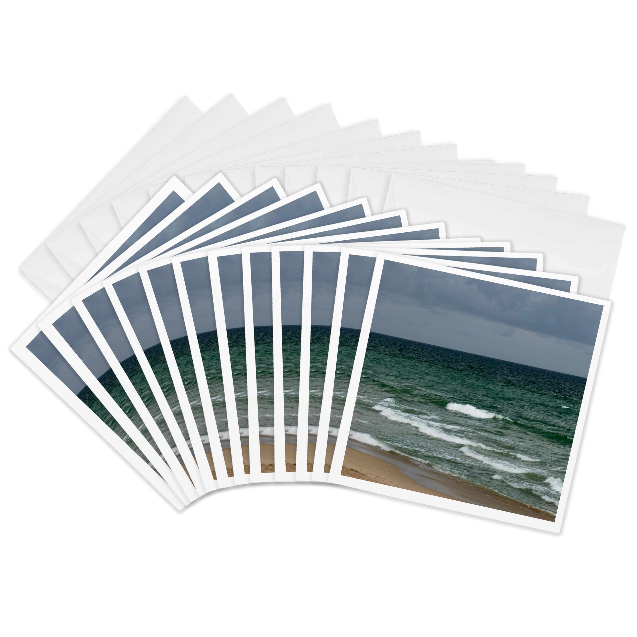 3dRose gc_196208_2 6 x 6-Inch "Stormy Florida Green Ocean " Greeting Card (Set of 12)