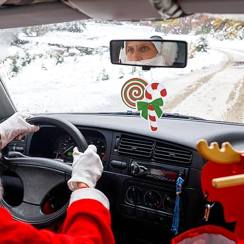 Miniatura 5 de ANGOLIO 12 ambientadores navideños para automóvil, bastón de caramelo, piruleta roja y verde, duleta, fragancia, difusor de automóvil, adorno