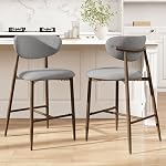 MALOL Bar Stools Set of 4, 25" Counter Height Stools with Back, Soft & Breathable Fabric, Sturdy Metal Frame with Cross Support, Ergonomic Design for Kitchen Island & Home Bar,Beige