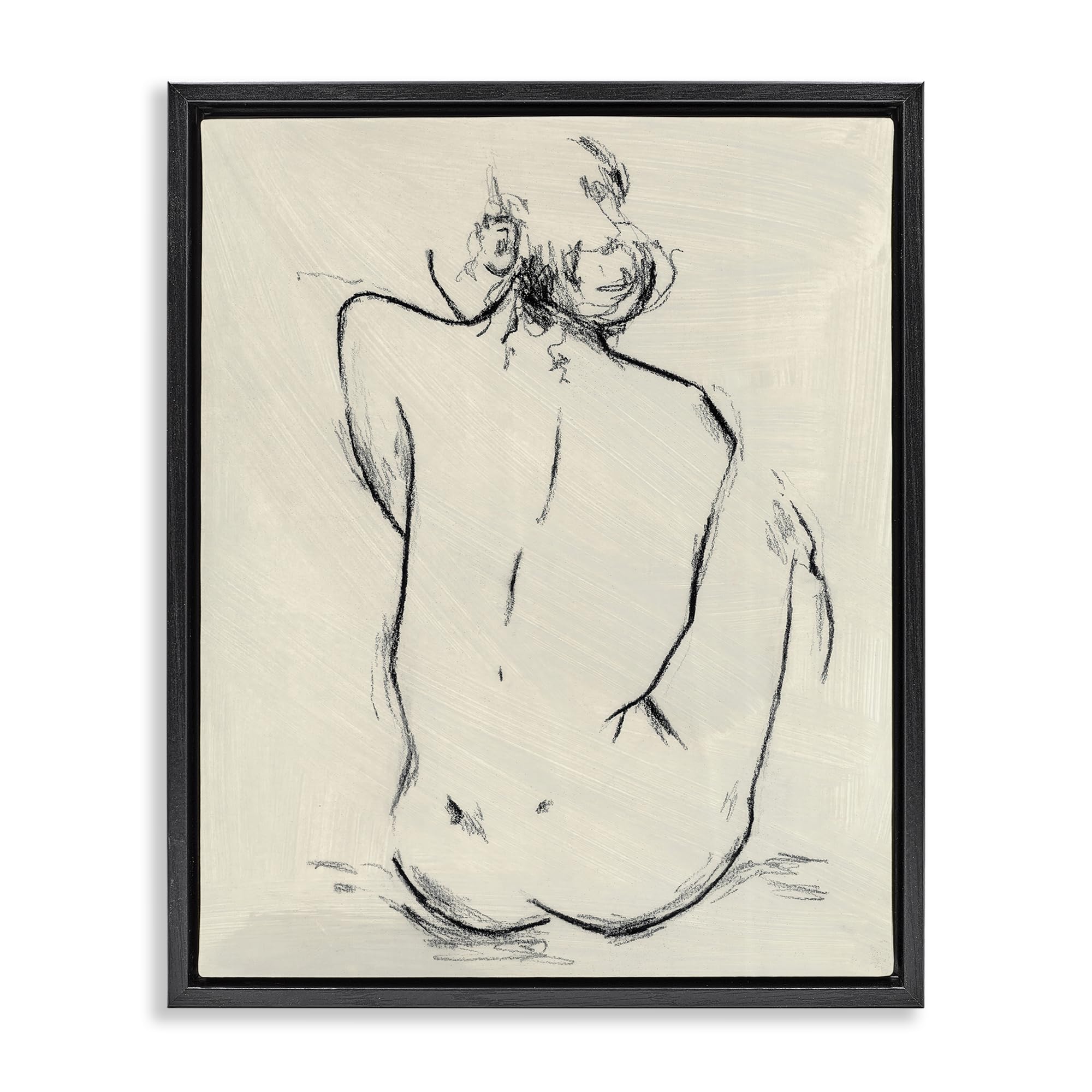 Stupell Industries 'Nude Sitting Study', Floating Frame Canvas Art, Black, 17 x 21 Inches, Easy to Hang and Sturdy, Made in USA, by Chloe Elliot