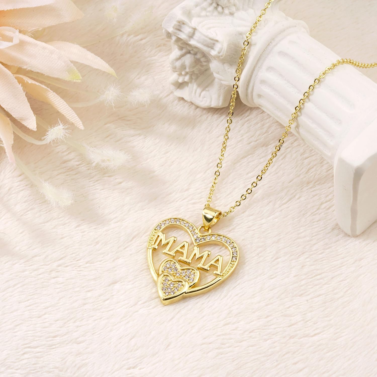 Lauren-Spencer Mothers Necklace Gifts for Mom from Daughter Son, I Love You Mom Necklace Heart Pendant Jewelry with Story Card Birthday Mothers Day Gifts for Women - Image 5