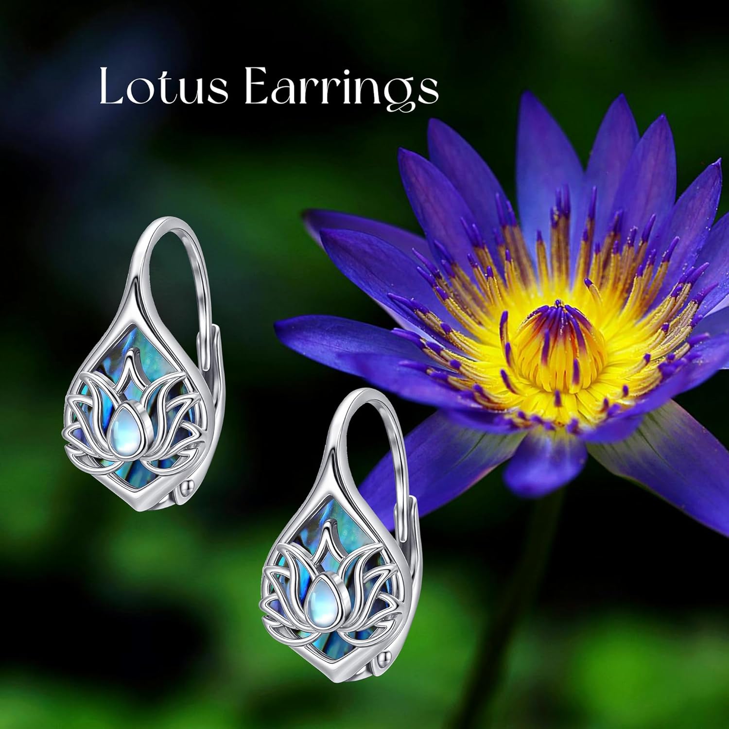 Moonstone Abalone Shell Earrings 925 Sterling Silver Dragonfly/Hummingbird/Butterfly/Lotus/Filigree Hoop Leverback Earrings Jewelry Gifts for Women - Image 4