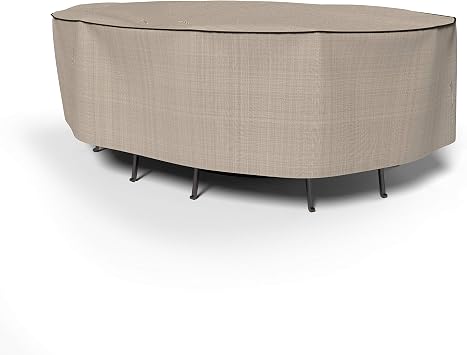 Budge StormBlock Mojave Patio Oval Table and Chairs Combo Cover, Black Ivory, Medium