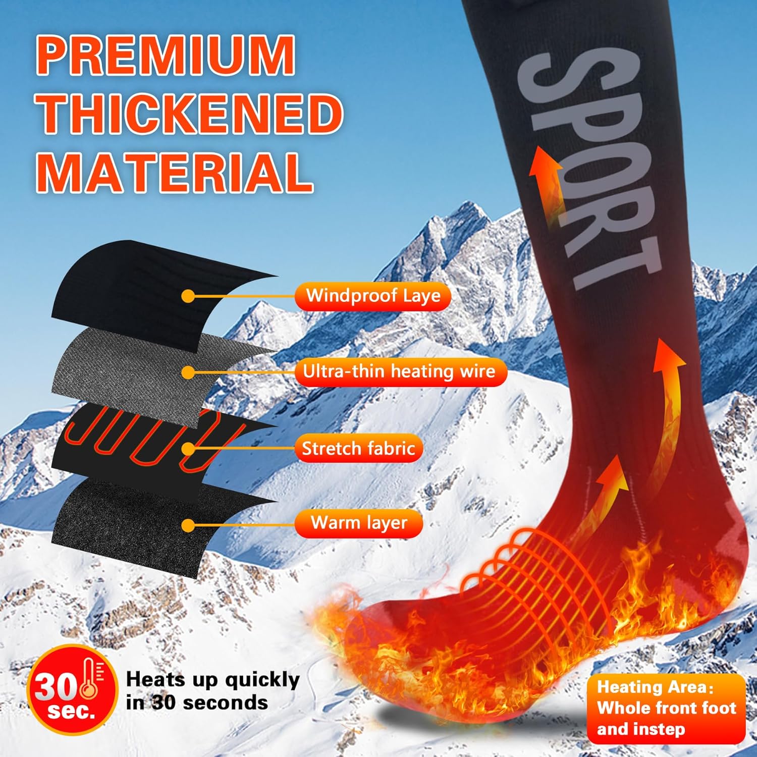 2026 Heated Socks for Men Women 8500mAh*2 Battery Rechargeable Heated Socks with App Control for Hunting, Up to 13H Electric Warm Socks for Ski Camping Winter Outdoor for Men 360° Heat