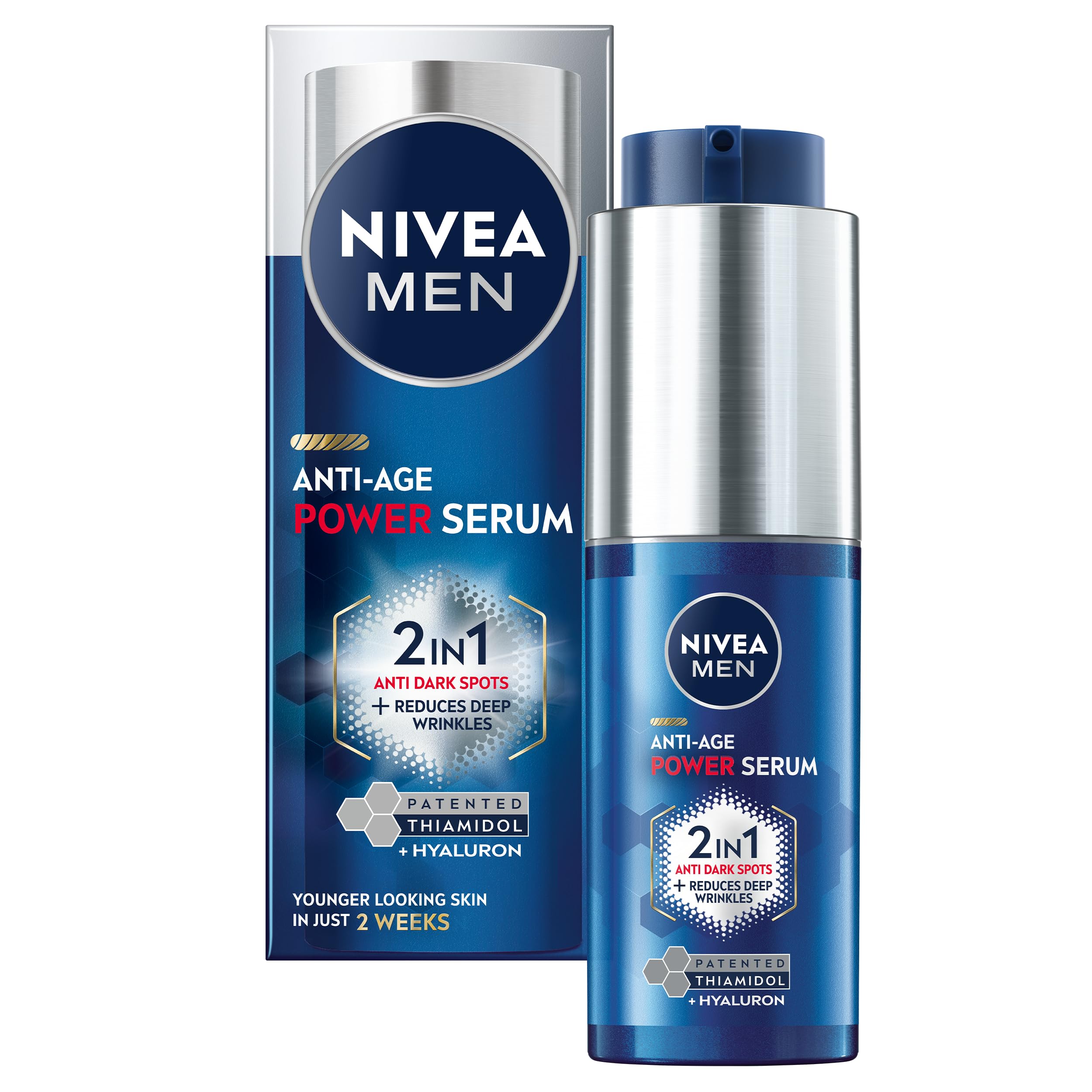 Nivea Dark Anti-Age 2In1 Power Serum (30Ml), Hydrating Serum With Luminous 630 And Hyaluronic Acid, Reduces Deep Wrinkles And