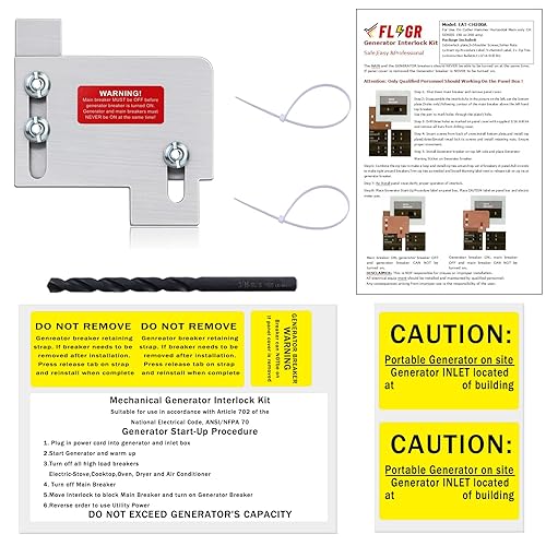 Vista 45 de Kit de enclavamiento para generador compatible con Square D para medidor de línea doméstica interruptor principal de 150 o 200 amperios, para uso