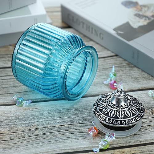 Miniatura 5 de SOCOSY Tarro de cristal vintage para dulces con tapa, tarro de alimentos, frasco de nueces, joyero, para boda, dulces, bufé, almacenamiento de