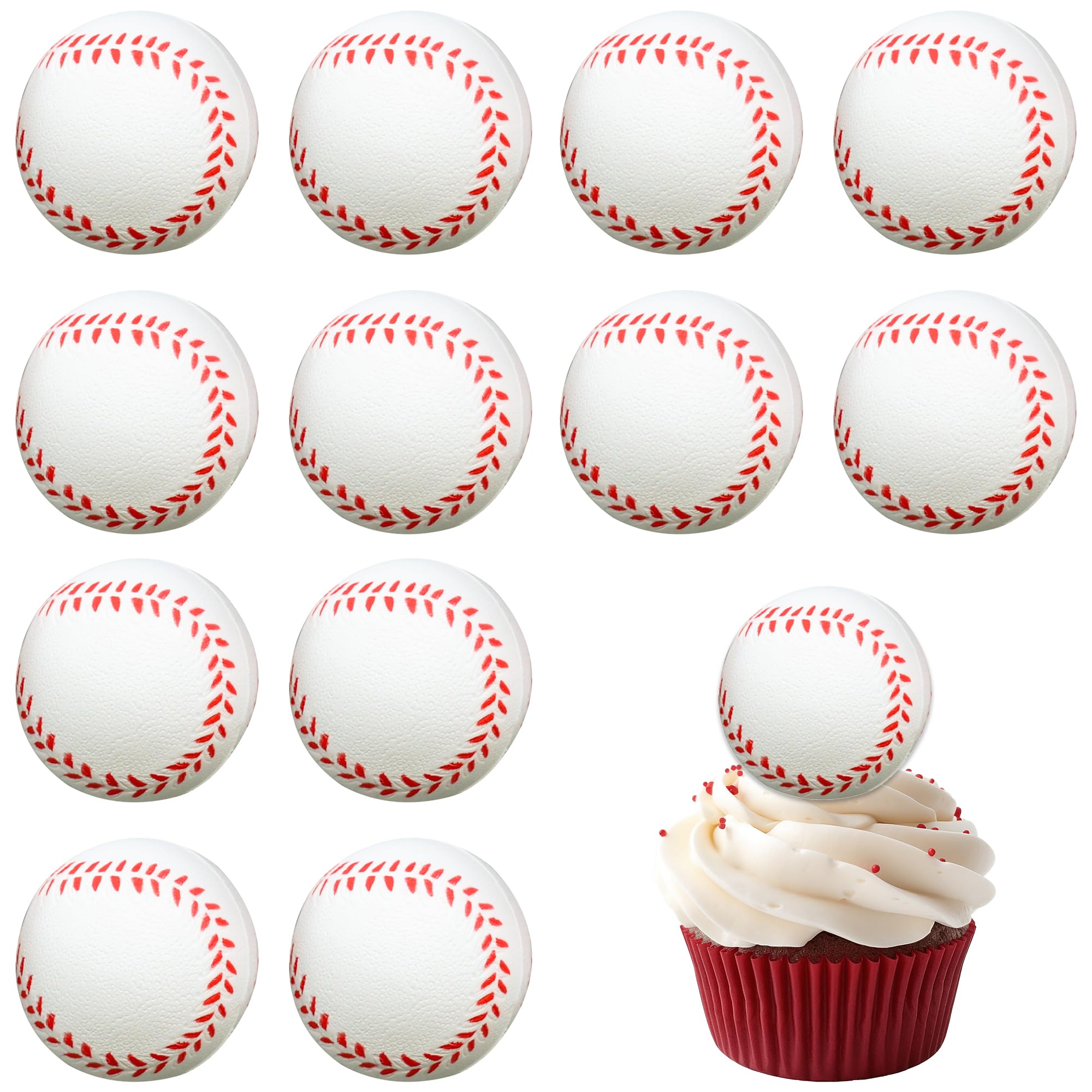 24Pcs Baseball Cupcake Toppers Sport Theme Ball Cupcake Picks for Baseball Theme Baby Shower Kids Birthday Party Cake Decorations