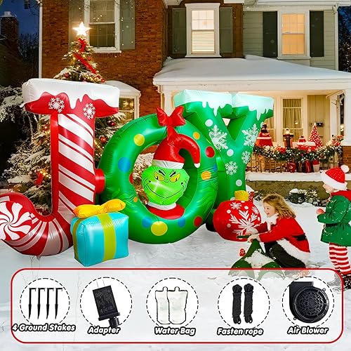 Miniatura 9 de Inflables de Navidad de 6 pies para decoración al aire libre, monstruo inflable con LED integrados para decoraciones de fiesta de Navidad e interior