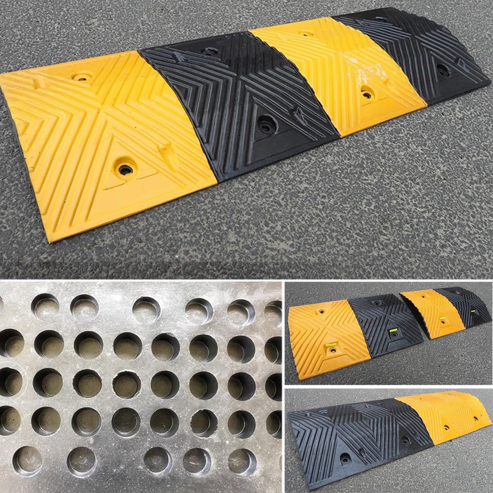 Dossi in Gomma Alti 3/4/5 Centimetri Rampa per Marciapiedi Cuscini per Limiti di Velocità Stradali Testurizzati Antiscivolo Base Cava per Tutti I Tipi di Strade Pubbliche/parcheggi/entrate Scolastiche