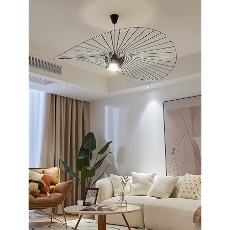 Lustre Suspendu Chapeau En Fibre De Verre - Diamètre 80/100/120 Cm, Hauteur Réglable, Douille E27 - Pour Salon, Salle à Manger, Restaurant
