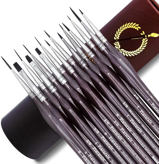 Apolo Arte Fine Paint Brushes Case  Includes 15 Professional Detail Brush and Elegant Case | Professional Watercolor Brushes, Acrylic Painting Brushes, Oil Brushes, Miniatures Brushes