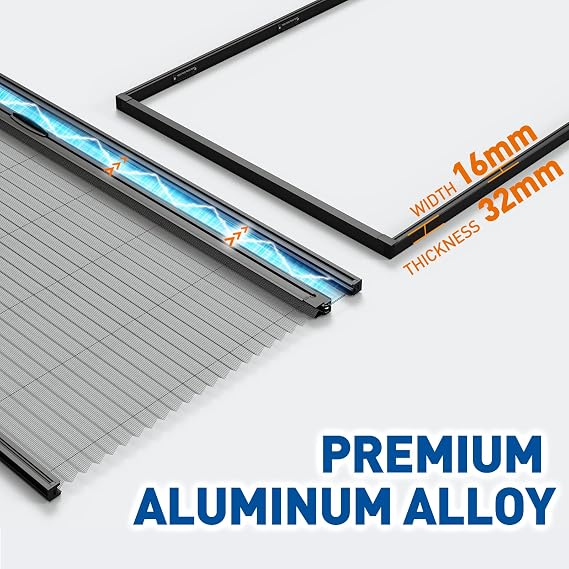 MAGZO Custom Heavy Duty Retractable Screen Door - Center Opening | Thick Removable Aluminum Frame, Tough PET Mesh, No-Drill Reversible for Balcony, Patio, Sliding Doors, Critter Block