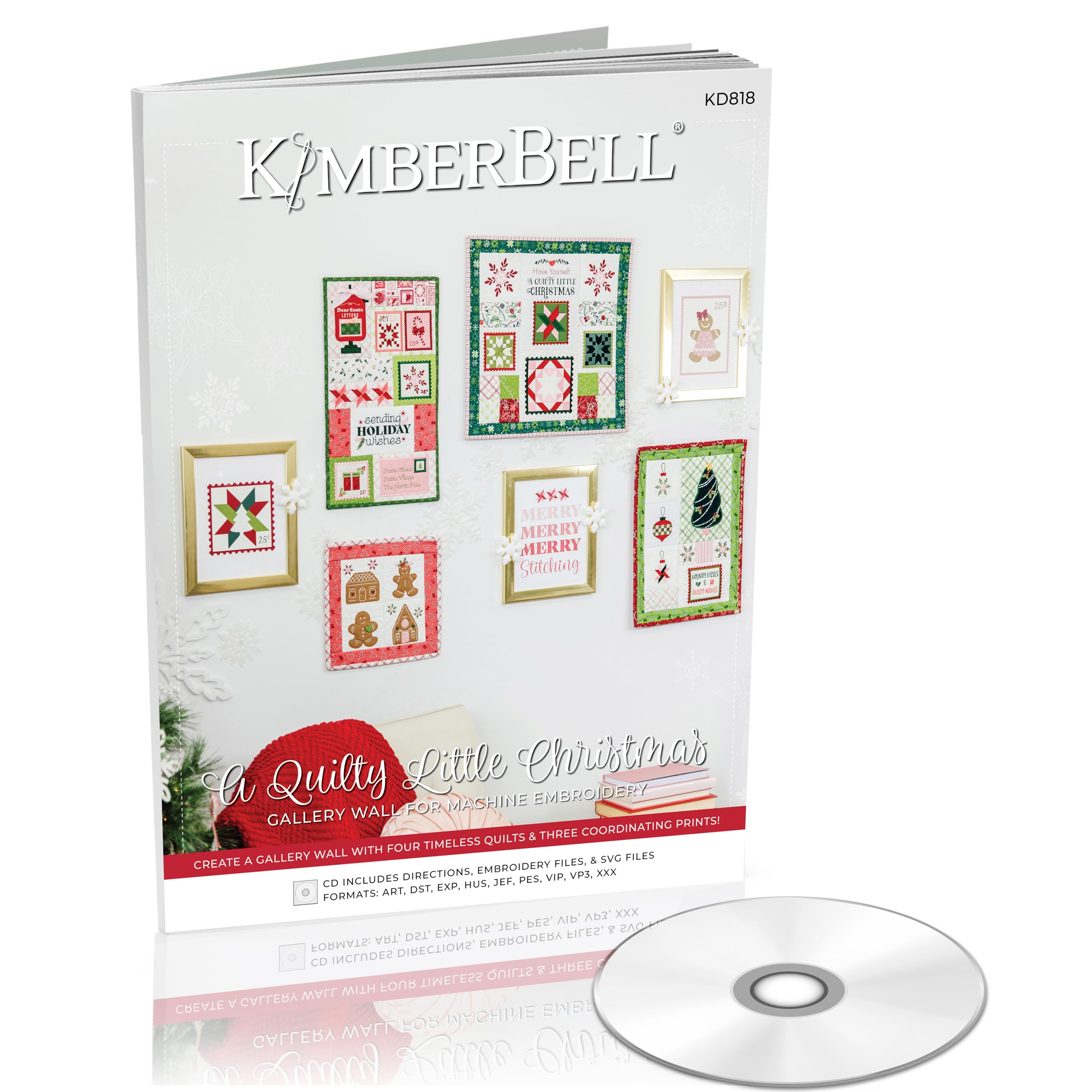 KimberbellA Quilty Little Christmas Gallery Wall - Machine Embroidery Design CD, Quilting Templates, Embroidery Patterns, 22 Unique Designs