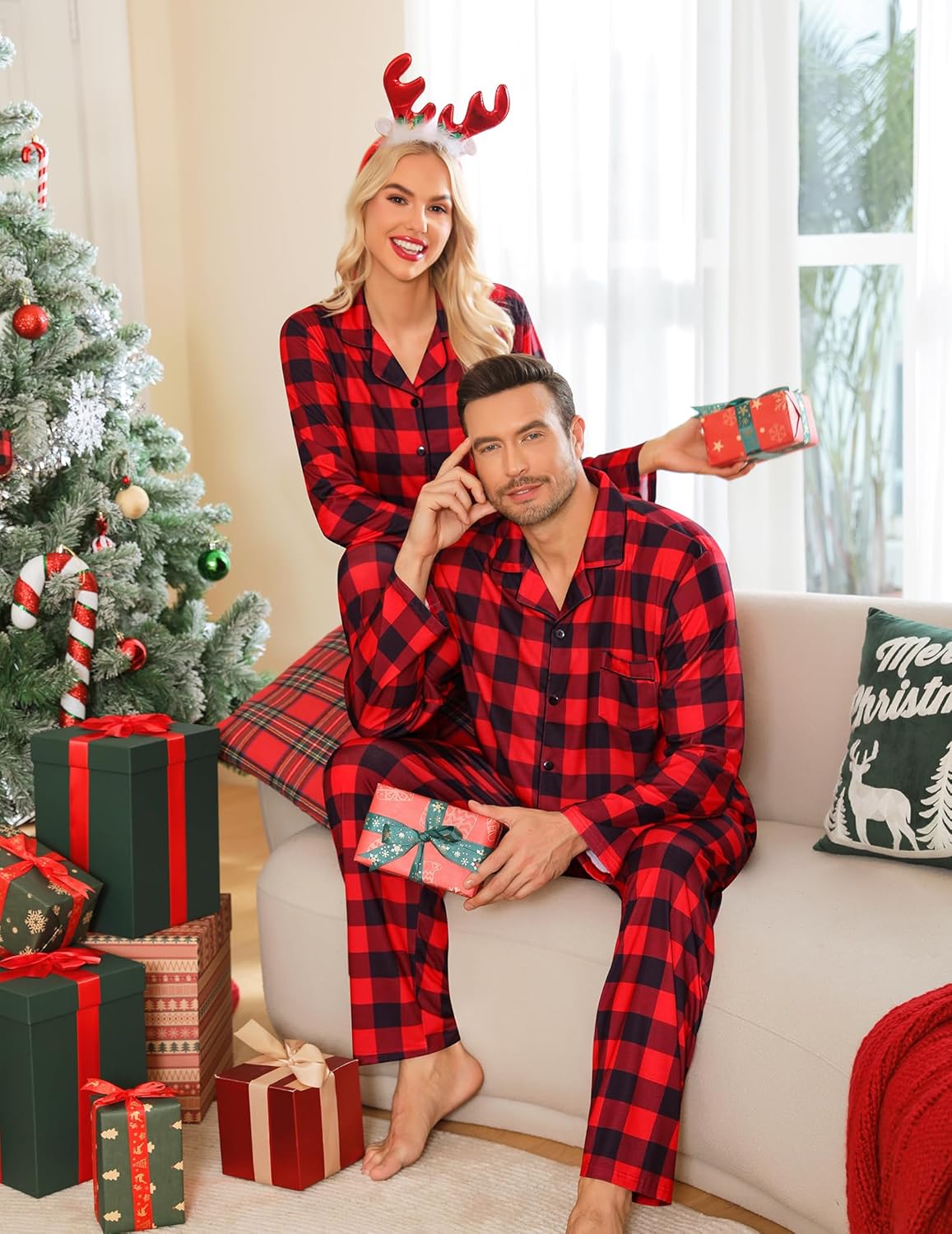 SWOMOG Matching Family Pajamas Christmas Pjs Long Sleeve Holiday Sleepwear Soft Loungewear - Image 2