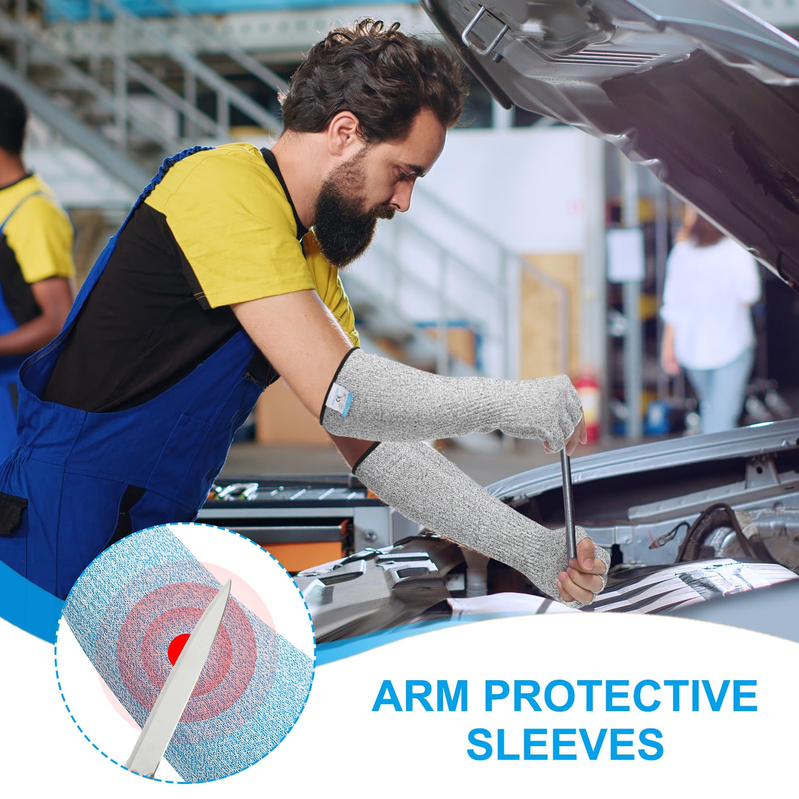 PATIKIL 20 Inch Cut Resistant Sleeves with Finger Grips - Image 4