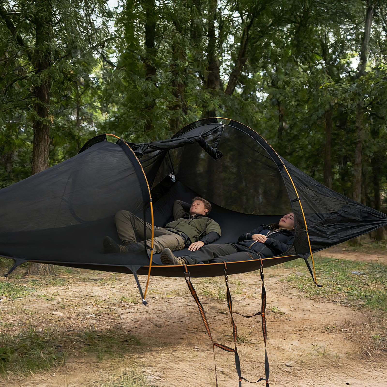 Night Cat Amaca Tenda Con Zanzariera: Impermeabile Amaca Per 2 Posti Escursionismo Campeggio (Nero 2)