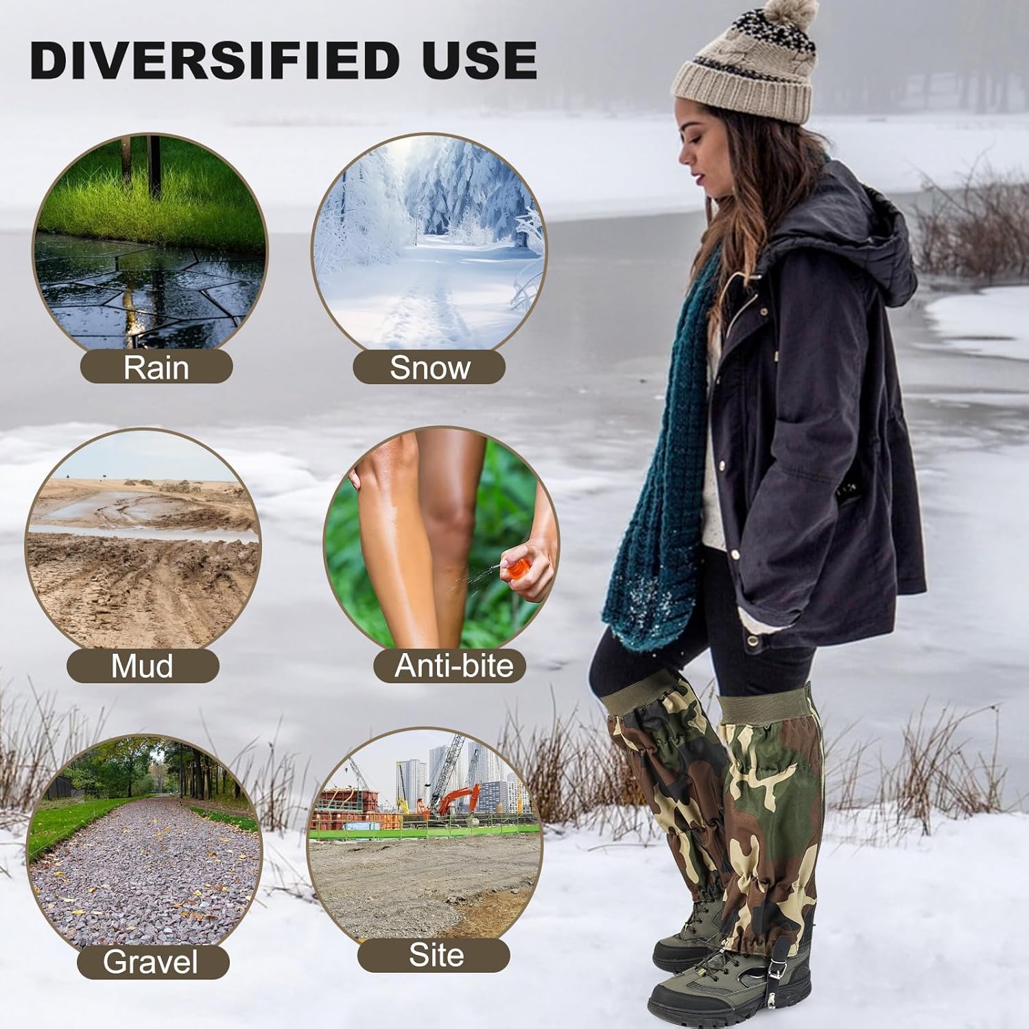 Snake Gaiters for Men Women Adjustable Waterproof Gators for Hiking Boots Lightweight Hunting Snake Guards for Lower Legs Snake Bite Proof Leggings Chaps