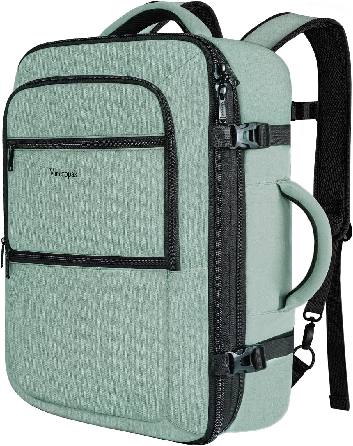 Sac De Voyage Extensible 40L – Grand Sac à Dos Vert – Compartiment Ordinateur – Homme/Femme