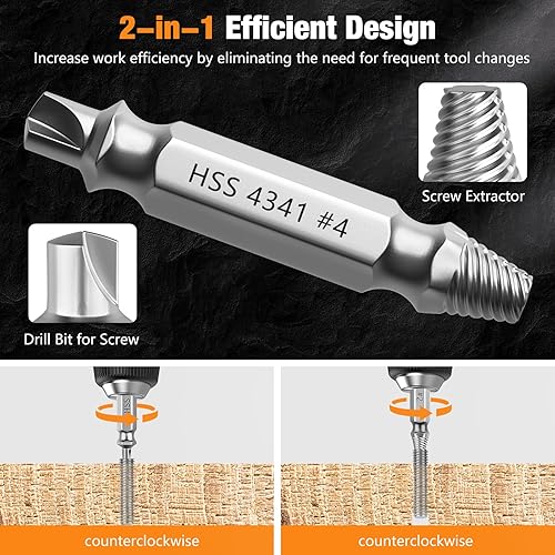 Miniatura 2 de Nuovoware Juego de Extractor de Tornillos Dañados, 6 Piezas Easy Out Herramientas de Broca para Tornillos Pelados, Tuercas y Pernos, Kit Extractor