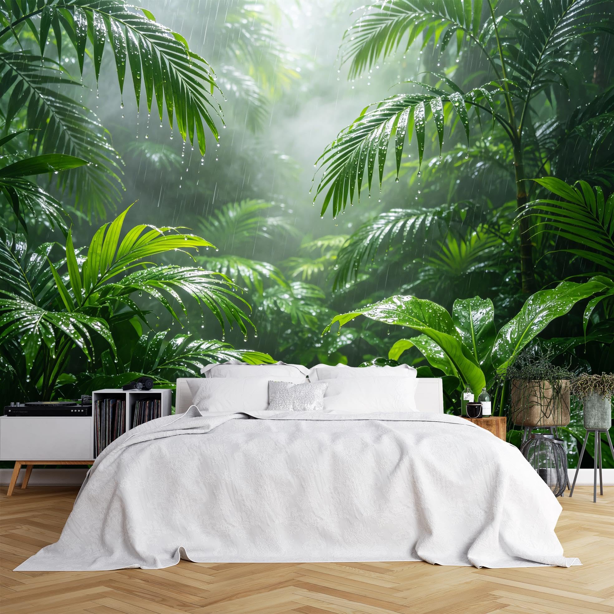 Fresque Murale Panoramique 3D, Papier Peint Autocollant Jungle de Forêt Tropicale 180X120Cm(Wxh) Paysage Nature Photo Tapis Peint Autocollant Vinyle Amovible pour Chambre Salon Décoration
