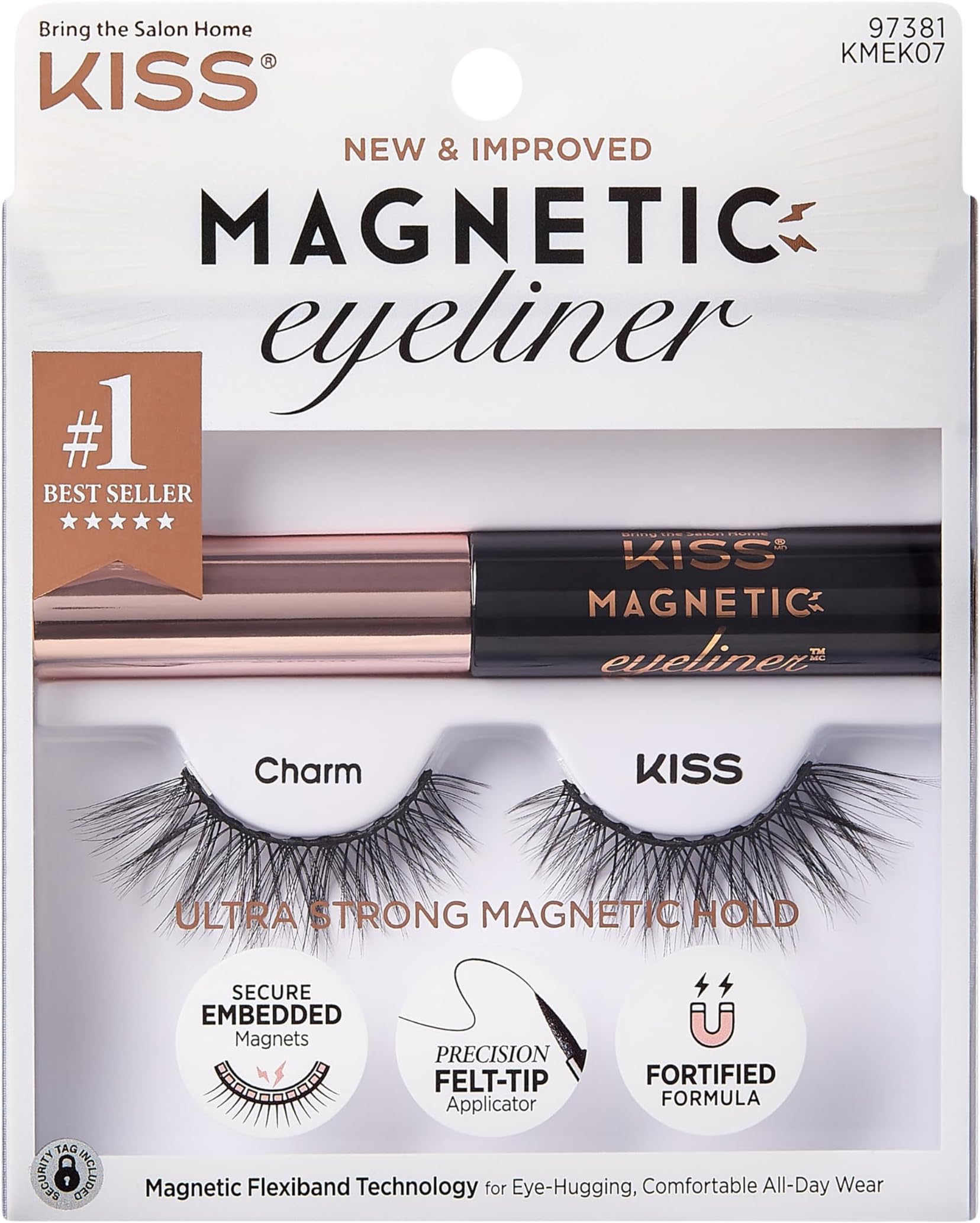 Magnetic Lash Collection Eyeliner & Lash Kit 1 Pair of False Eyelashes and Magnetic Eyeliner, Charm, Reusable Synthetic False Eyelashes With 5 Double Strength Magnets
