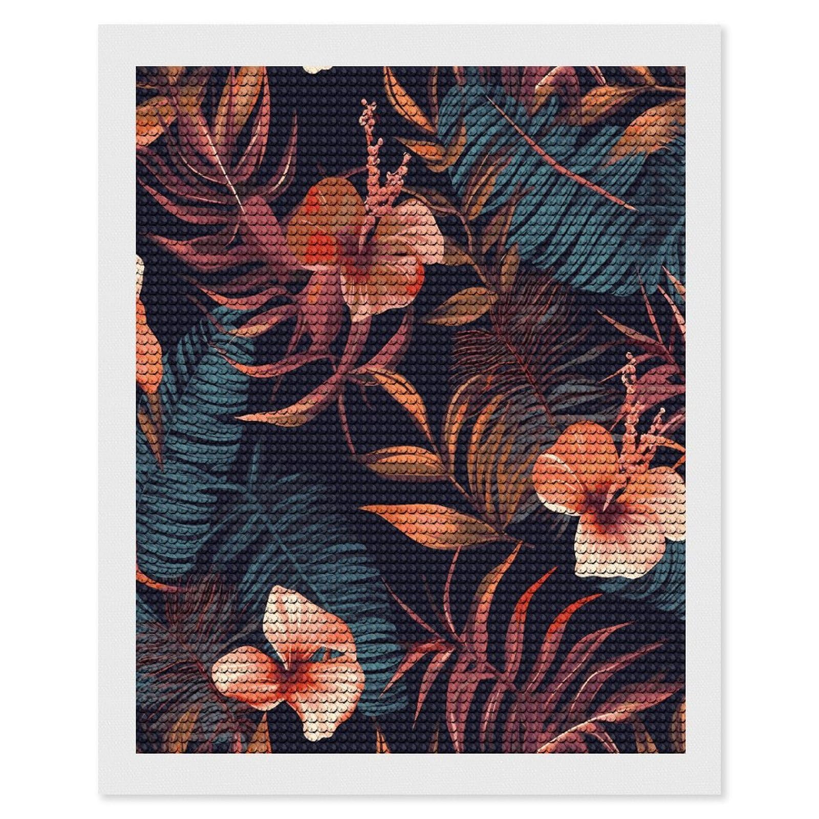 LDGSUPH Tropical Flower Diamond Painting Kits for Adults Paint with Diamond Pictures Art DIY Full Drill Diamond Dots Painting Personalized Diamond Photo for Home Wall Decor Gift 16"x20"