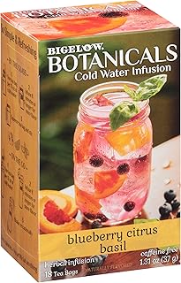 Bigelow Botanicals Cold Water Infusion Blueberry Citrus Basil Herbal Tea, Caffeine Free Tea with Blueberry Citrus Flavor, 18 Count Box (Pack of 6), 108 Total Tea Bags