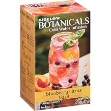 Bigelow Botanicals Cold Water Infusion Blueberry Citrus Basil Herbal Tea, Caffeine Free Tea with Blueberry Citrus Flavor, 18 Count Box Pack of 6, 108 Total Tea Bags