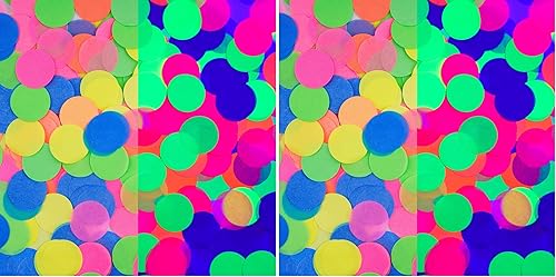 Miniatura 9 de 10000 piezas de confeti redondo de neón UV, 5 colores, confeti de tejido fluorescente de neón, punto de luz negra, confeti de fiesta brillante, para