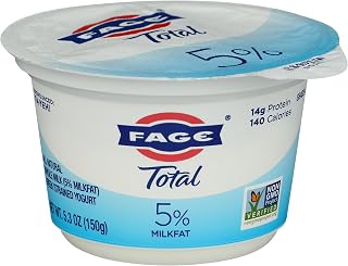 FAGE Total 5% Greek Yogurt Plain Whole Milk - Thick Creamy Non-GMO Protein-Rich 5.3 oz