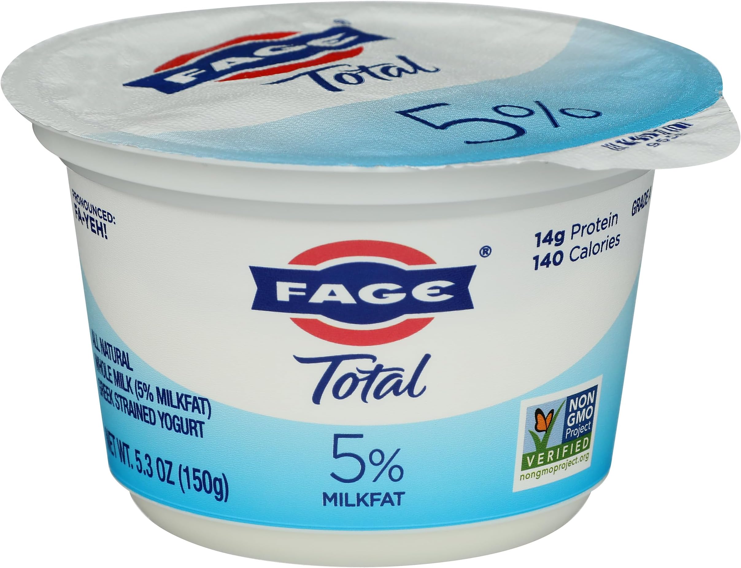 FAGE Total Greek Yogurt, 5% Whole Milk, Plain, 5.3 oz