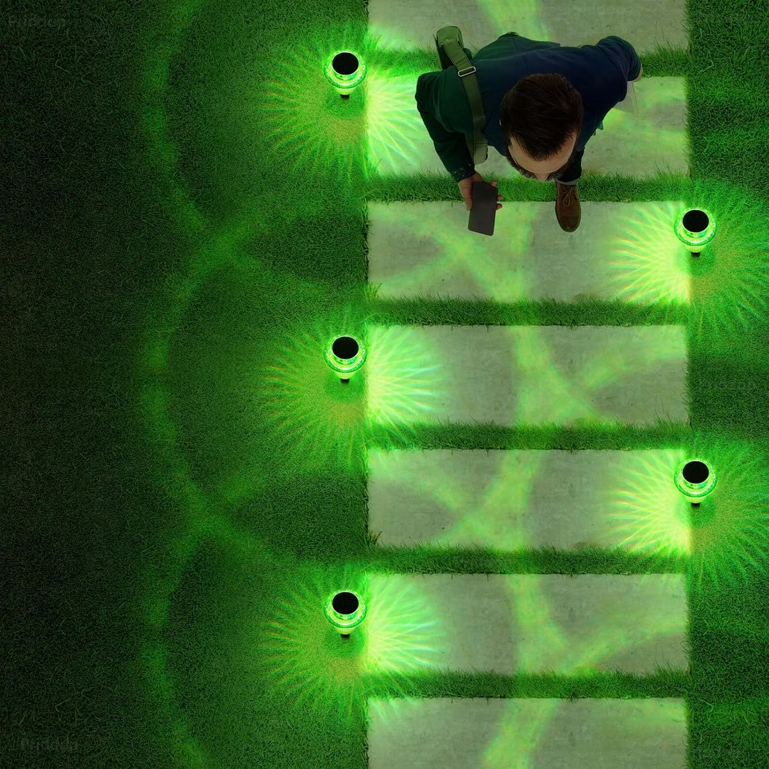  Solar Lights Outdoor Waterproof 8 Pack LED Green Stake Mushroom thumbnail