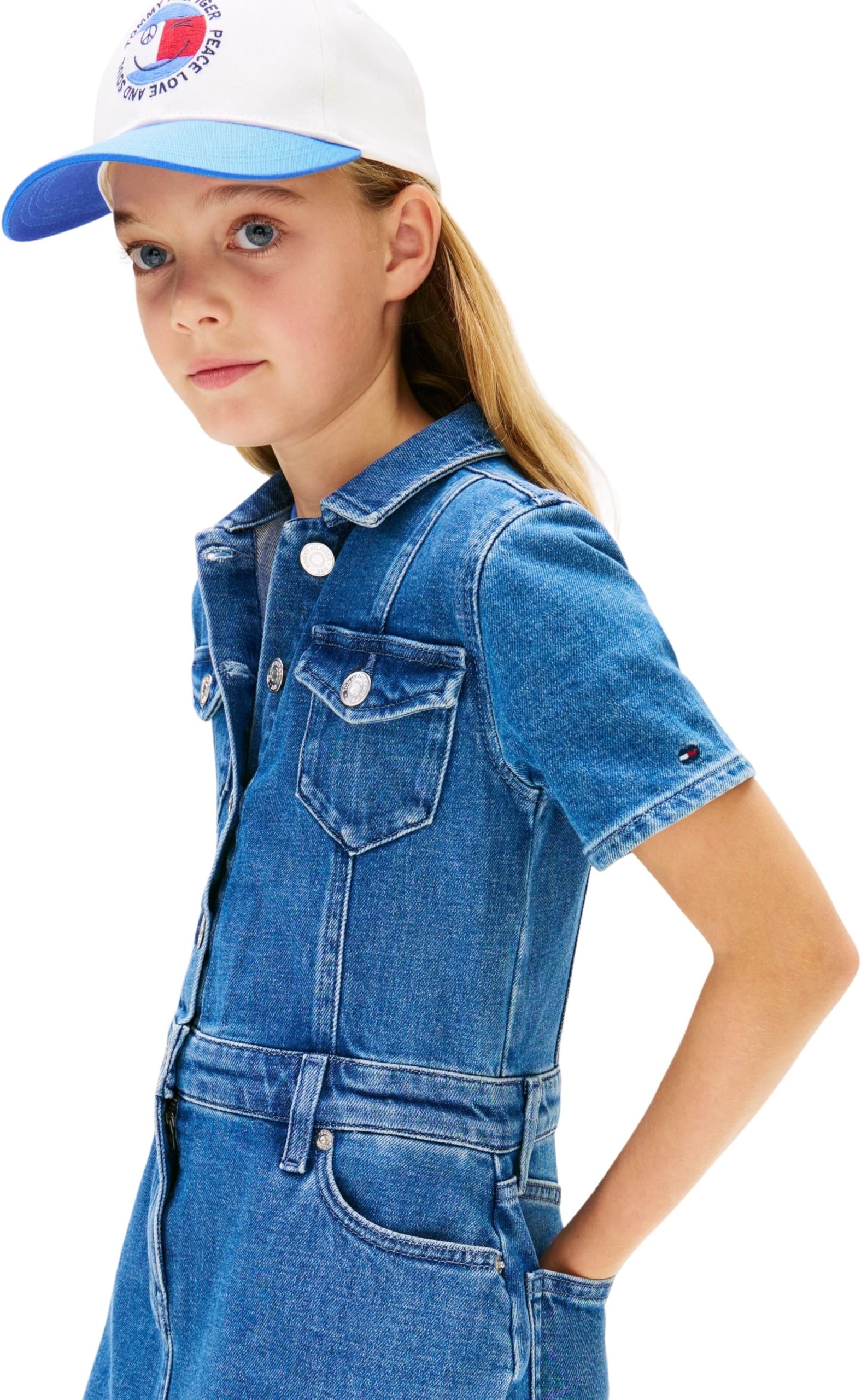 Tommy Hilfiger Mädchen Denim Trucker Dress Ss Kg0kg09357 Kleider (1er Pack)