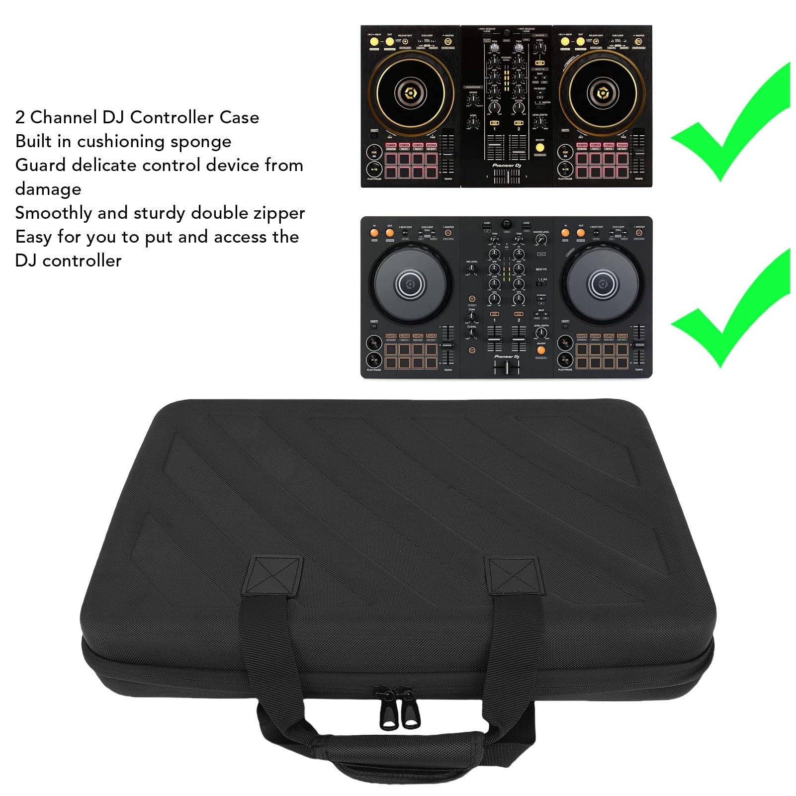 Estuche de Transporte para Controlador de DJ con Exterior de EVA Moldeado y Acolchado de Espuma, 20,87 x 13,78 x 3,15 Pulgadas, para DDJ FLX4 / 400 / SB3 / SB2 / RB 2