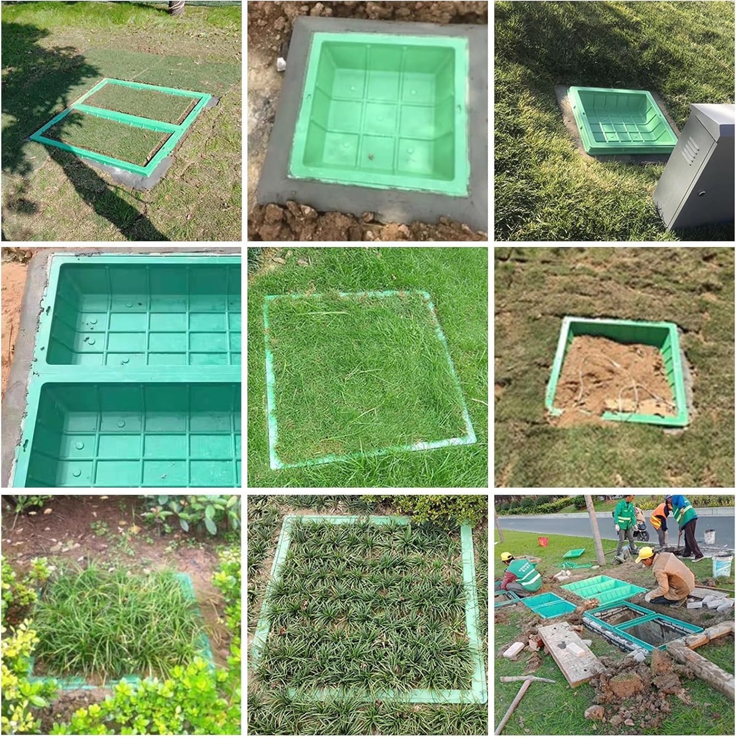 Copertura invisibile per pozzetto in acciaio e soluzione di accesso portatile quadrata da incasso per pozzi d'acqua per giardini e cortili