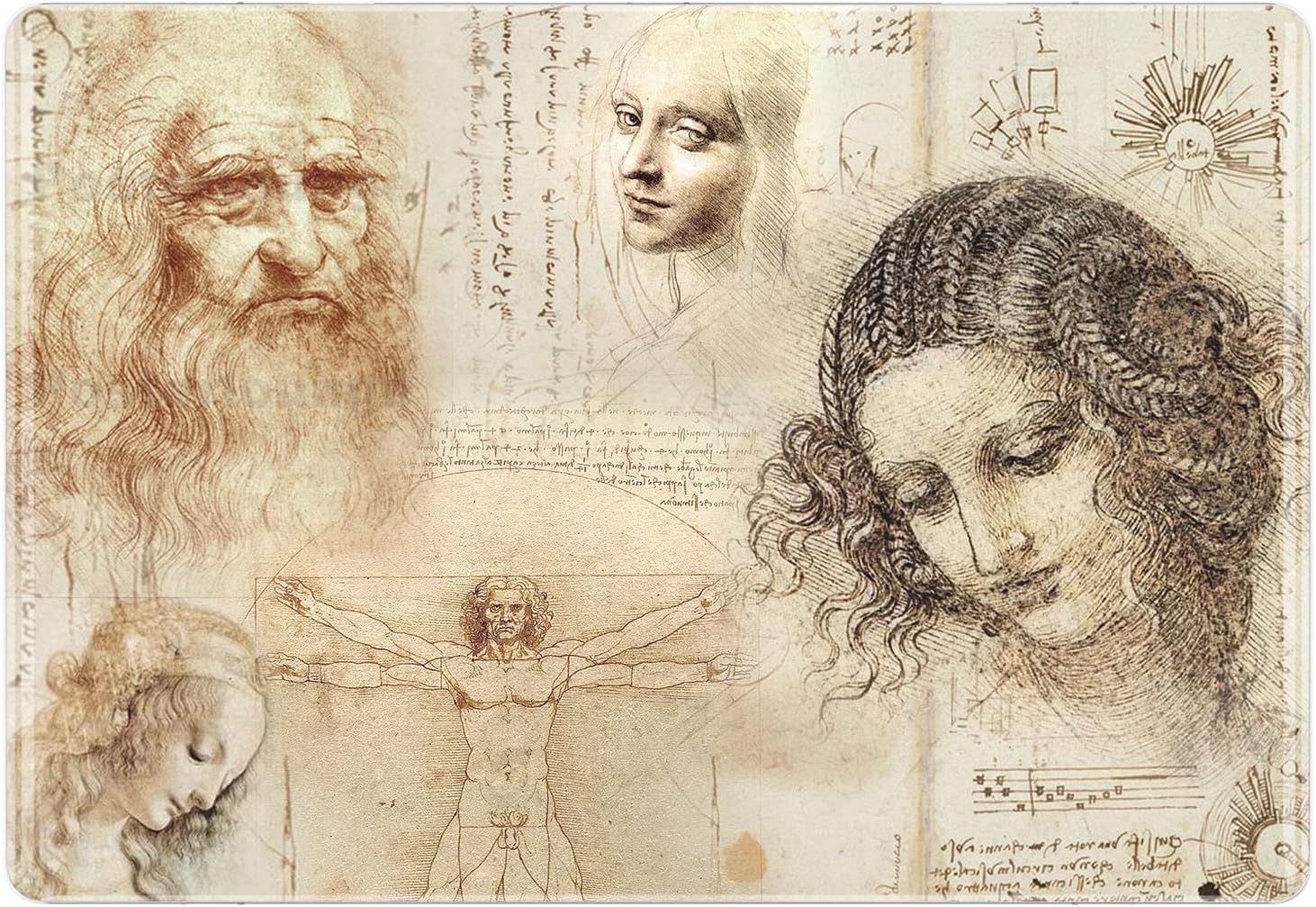 Hard Case Compatible with MacBook Air 13 15 inch Pro 16 14 M5 M4 M3 M2 M1 2026 2025 2024 2022 2020 Plastic Laptop Cover Clear Painting Art Vitruvian Man Leonardo da Vinci Touch Bar Vintage