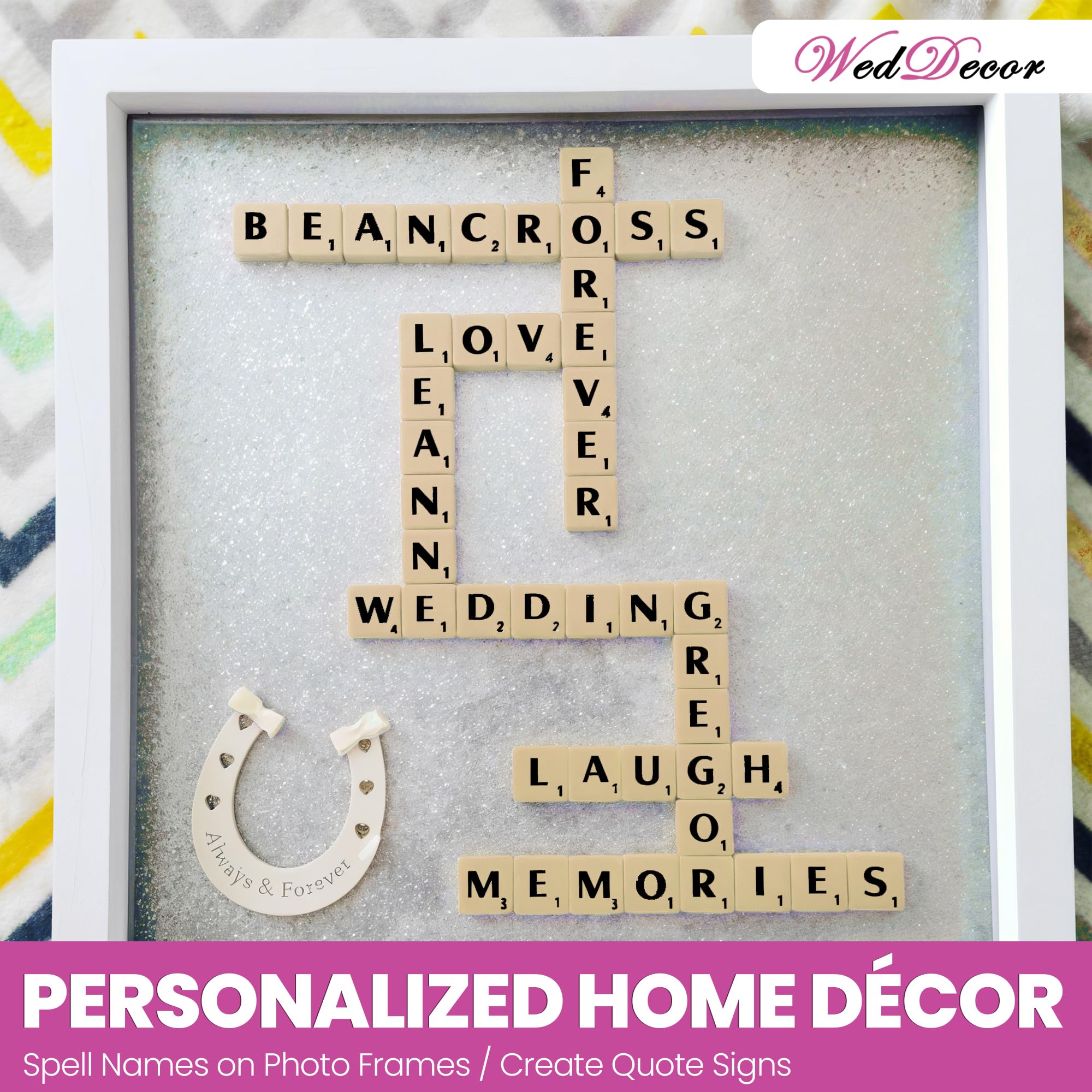WedDecor 200pcs Plastica Alfabeto Lettera Piastrelle per Lavori Creativi, Completo a-Z E Numero Stampato Arte Cornici, Scrapbook, Fai da Te Project, Spelling, Casa Décor,