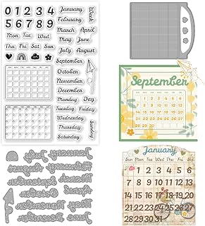 ORIGACH Daily Planner Calendar Stamps and Dies for Card Making Plan on It Clear Stamps and Cutting Dies for Scrapbooking DIY Crafting Decorative