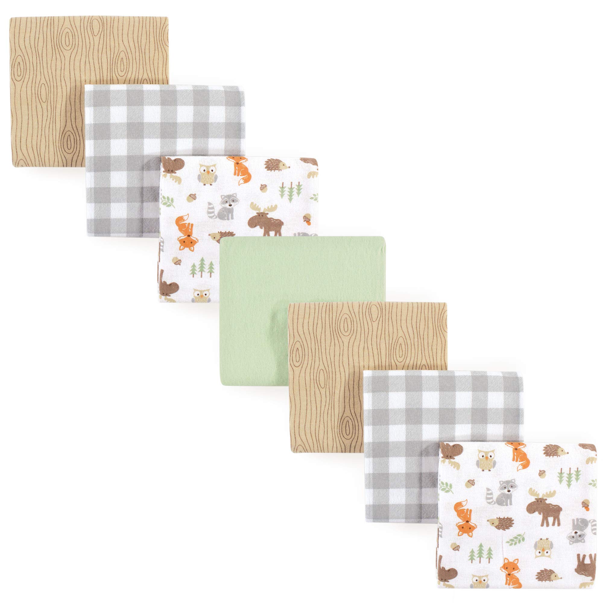 Hudson Baby Unisex Baby Cotton Flannel Receiving Blankets Bundle, Woodland, One Size