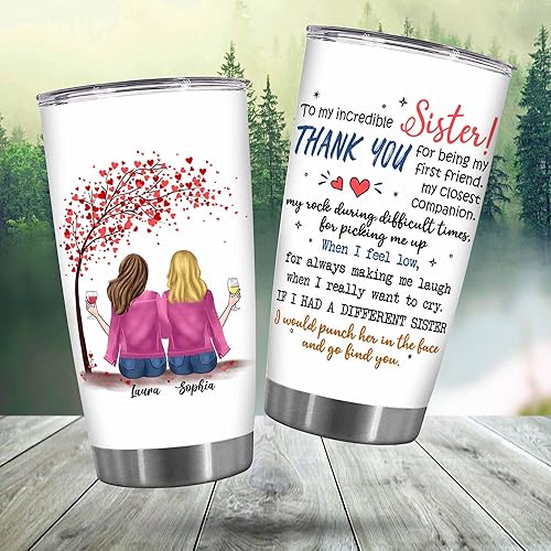 Miniatura 3 de Vaso personalizado con texto en inglés "Thank You For Sister", regalo personalizado para hermana con nombre, avatar, vaso de 20 onzas, regalo de