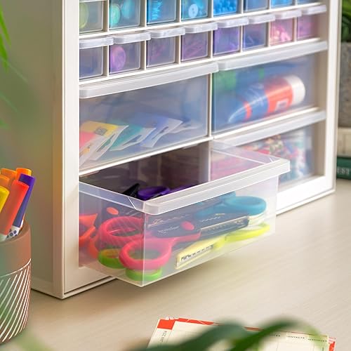 Miniatura 6 de IRIS Armario de almacenamiento apilable de 36 cajones de EE. UU. para piezas de hardware, manualidades y juguetes, color blanco