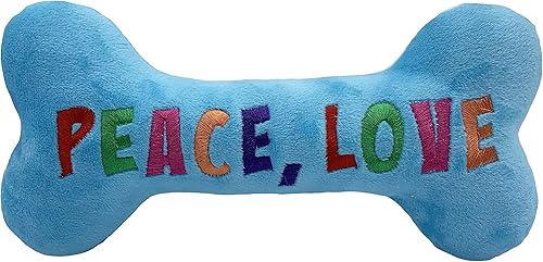 Huxley & Kent para perros  Paz, amor, huesos para frotar el vientre  Juguete de peluche navideño para perros con chirriante  Regalo divertido para