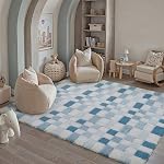 5x8 Chambre à coucher Chambre noire Blanc Chambre pour enfants Tapis de bain Lavable à la main Tatis Salon Soft Shag Rug pour nourrice Grand moderne Neutre en peluche Fuzzy