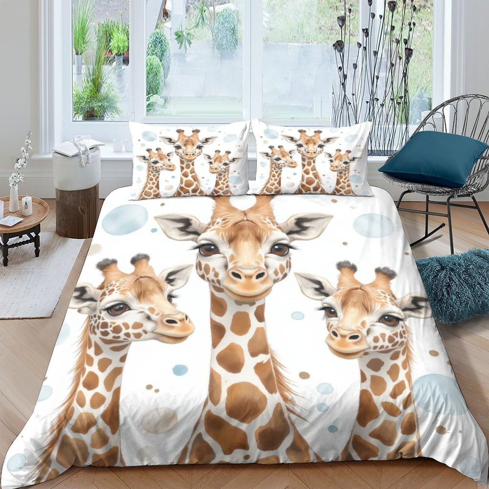 Ctjqhvkz Style-1 3D Printed Cartoon Giraffe Fitted Sheet Microfiber Soft Anti-Slip Animal Mattress Cover For Bedroom Guest Room Decor Single（135X200cm）