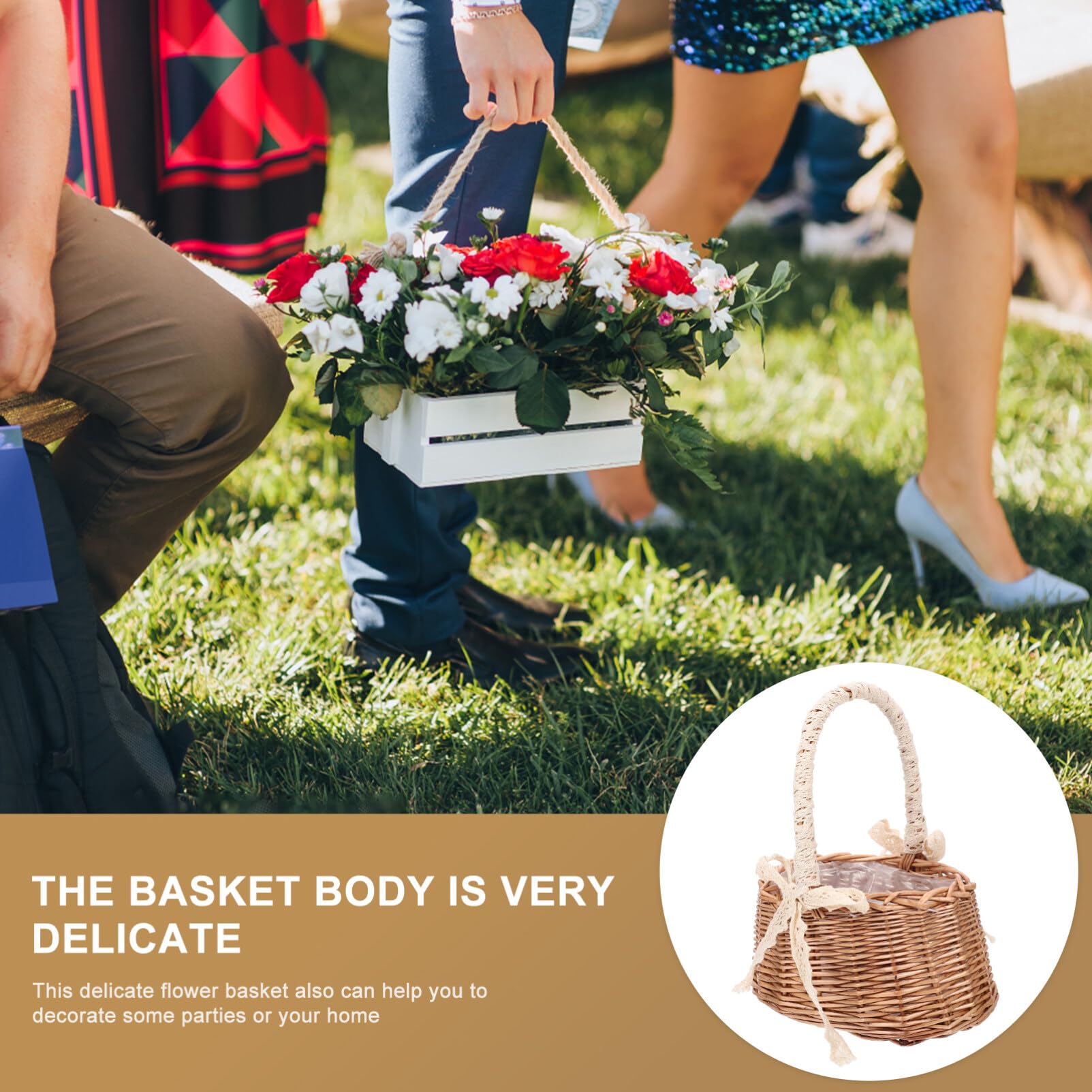 Cabilock Flower Basket Portable Storage Basket Decorative Flower Arrangement Basket