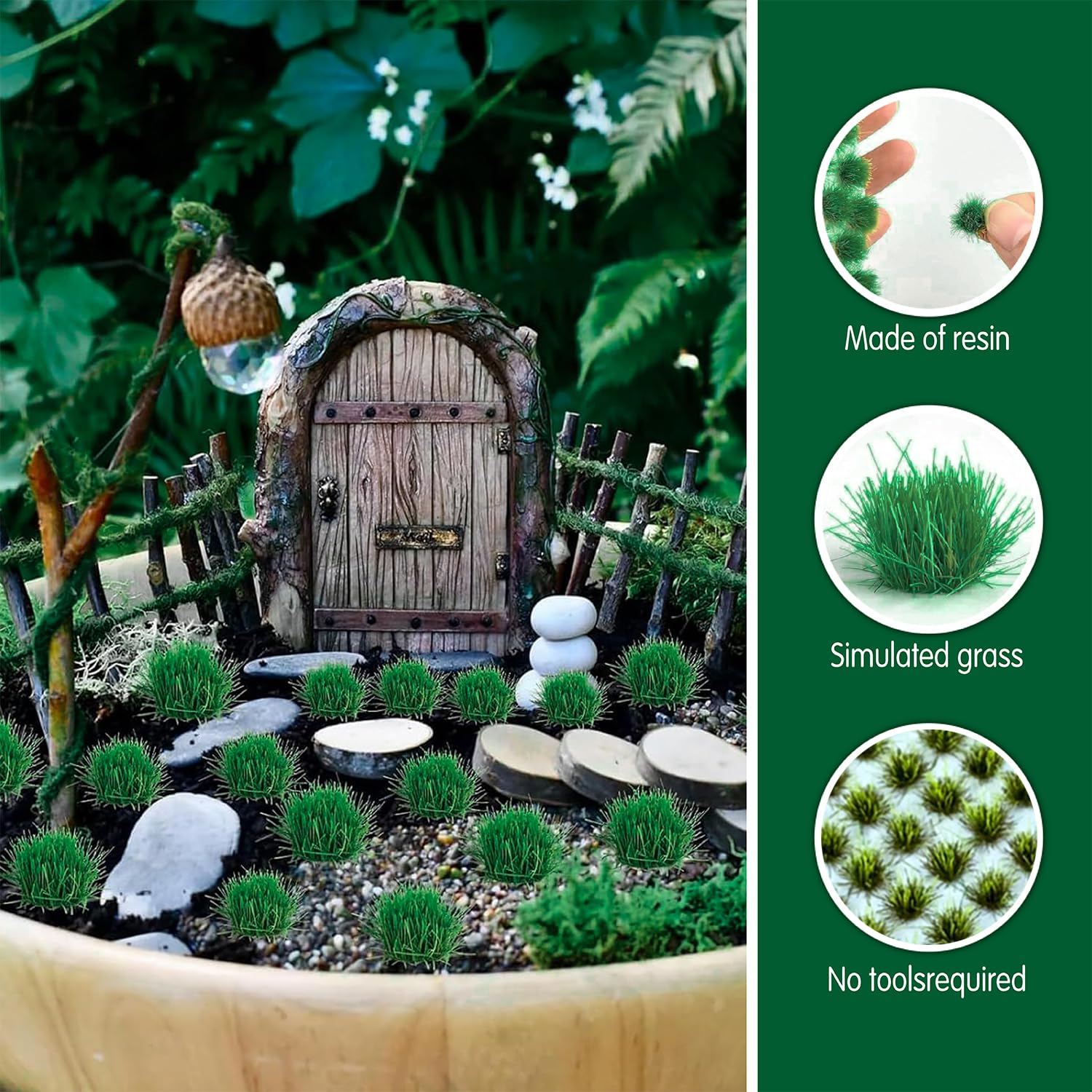 RHQFDM 120 Pflanzen Modellbau Gras Static Grass Tufts Statische Grasbüschel Modellbau Miniatur Deko Modellbau FüR DIY Eisenbahn Zug Landschaft Kunstrasen Miniatur Gras Deko(Kleine Graslandschaft 3#) - 2