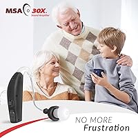 Vista 30 de MSA 30X Amplificador de sonido detrás de la oreja, amplifica el sonido 30 veces, ligero, prácticamente invisible, cómodo, volumen ajustable, carga
