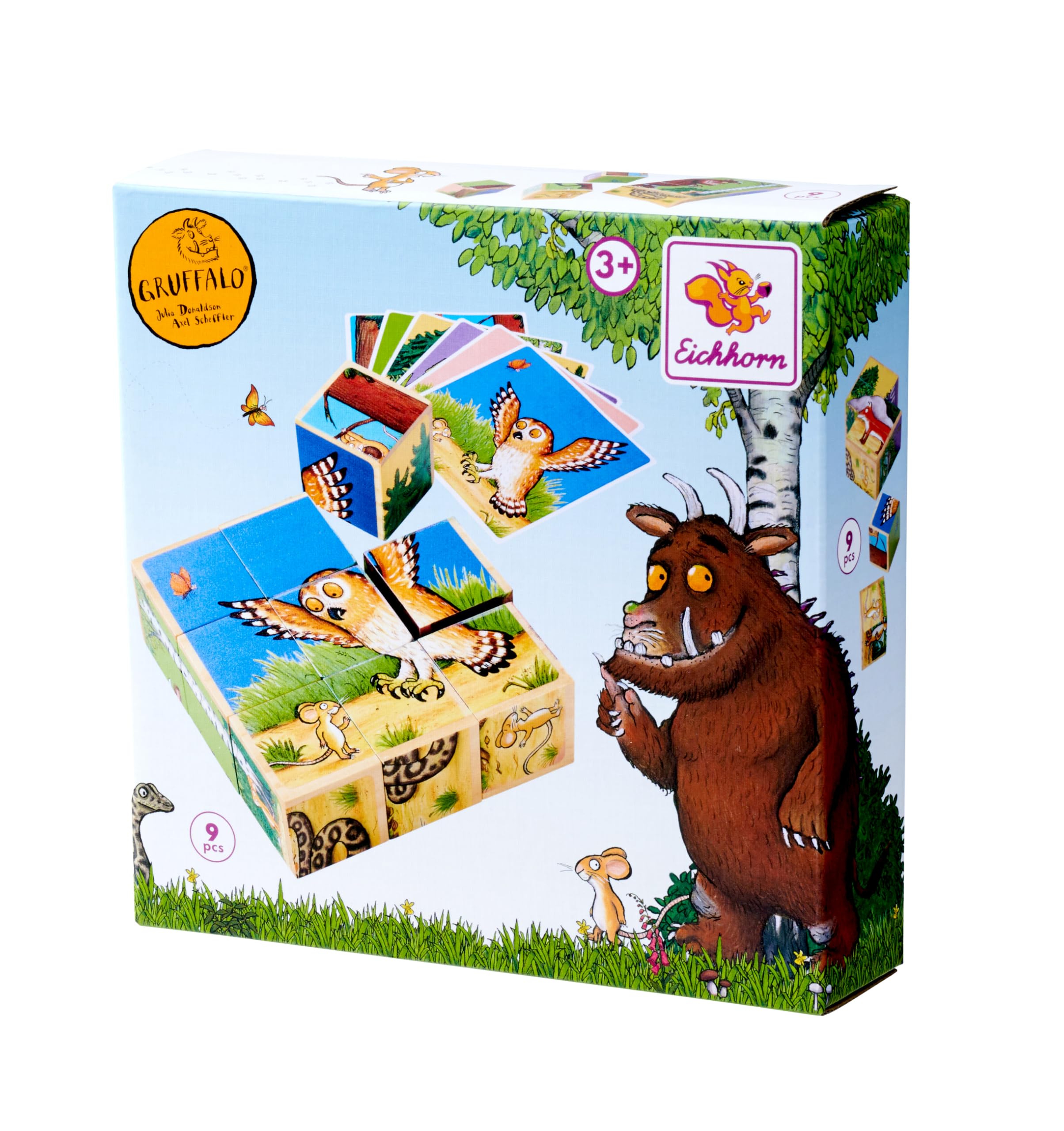 Eichhorn - Gruffalo Picture Cube, Stone Size 4 x 4 x 4 cm, FSC 100% Certified Pine Wood, for Children from 3 Years